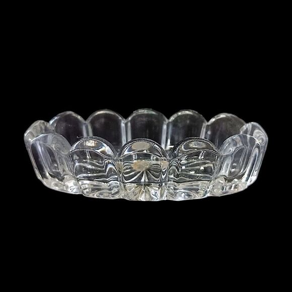 Open Glass Salt Cellar Oval Starburst Antique Clear Oblong Victorian Art Deco. - Picture 9 of 16